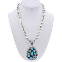Navajo Sterling Silver Turquoise Cluster Pendant 44428