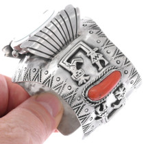 Yei Bi Chei Rainbow Man Design Sterling Silver Coral Watch Cuff 48815