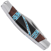 Navajo Inlaid Turquoise Ironwood Handle Schrade Pocket Knife 48817