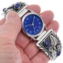Mens Lapis Watch Native American Sterling Silver Tips 1115