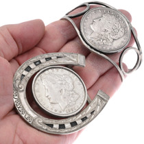 Authentic Morgan Silver Dollar Horseshoe Belt Buckle Matching Bracelet 48848