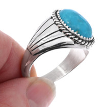 Native American Turquoise Ring Solid Sterling Silver 48849