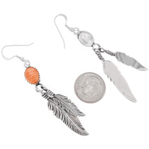 Spiny Oyster Earrings French Hook Feather Dangles 48862