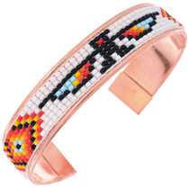 Beaded Thunderbird Design Copper Cuff Bracelet 48869