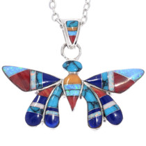 Turquoise Lapis Micro Inlay Butterfly Pendant 48883