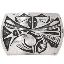 Old Pawn Hopi Sterling Silver Overlay Belt Buckle 48896