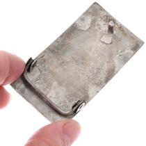 Sterling Silver Hopi Pueblo Lakeside Belt Buckle Fishing Scene 48897