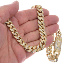Zirconia Diamond .925 Gold Curb Link Chain 48901