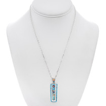 Turquoise Sterling Silver Inlaid Drop Pendant Chain Included 48909