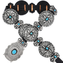 Turquoise Silver Concho Belt 48926