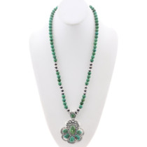 Sterling Desert Pearls Beaded Turquoise Necklace Pendant Combo 48927
