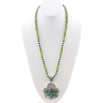 Emerald Valley Green Turquoise Pendant Necklace Desert Pearl Sterling Strand 0230