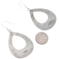 Open Teardrop Turquoise Sterling Silver French Hook Dangle Earrings 48957