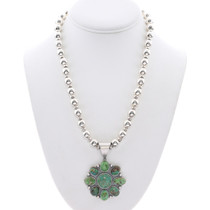Southwest Green Turquoise Sterling Silver Pendant 48958