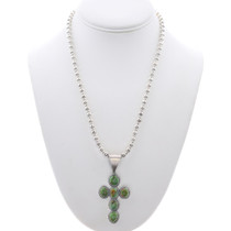 Sterling Silver Southwest Cross Pendant Emerald Valley Turquoise 48959