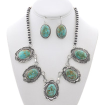 Number 8 Turquoise Necklace Earrings Set 48962