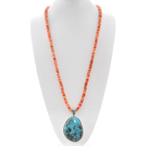 Authentic Turquoise Pendant Spiny Oyster Necklace 48978