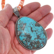 Large Genuine Turquoise Pendant Beaded Necklace Combo 48978