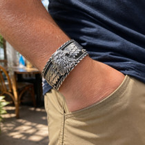 Southwest Eagle Cuff Solid Sterling Silver Bracelet Mens 49001