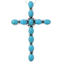 Sterling Silver Sleeping Beauty Turquoise Cross Pendant 49013