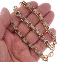 Diamond Crusted Gold Link Chain Tennis Bracelet Combo 49019