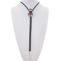 Sterling Silver Multi Stone Inlay Kachina Bolo Tie 49025