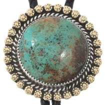 Number Eight Turquoise Bolo Tie Sterling Gold 49031