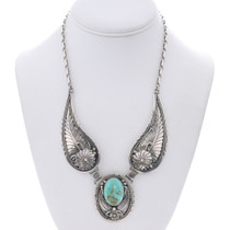 Vintage Navajo Turquoise Sterling Silver Necklace 49042