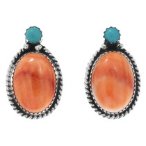 Navajo Turquoise Spiny Oyster Earrings 49072