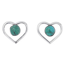 Sterling Silver Turquoise Heart Earrings 49076