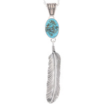 Sterling Silver Turquoise Feather Pendant 49079