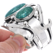 Native American Tufa Cast Cuff Bracelet Waterweb Turquoise Stones 49081
