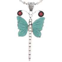 Carved Turquoise Butterfly Pendant 49092