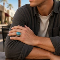 Mens Ithaca Peak Turquoise Sterling Ring  49093