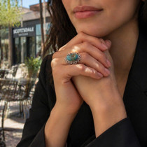 Navajo Genuine Turquoise Sterling Ring 49095