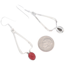Navajo Red Coral Earrings French Hook 49114