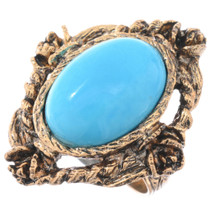 Blue Gibbsite Turquoise Gold Ring 50041