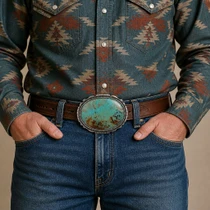 Genuine Turquoise Navajo Belt Buckle 49127