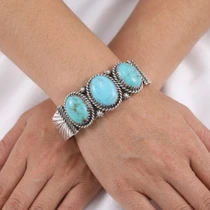 Sterling Silver Turquoise Bracelet Ladies Cuff 49131