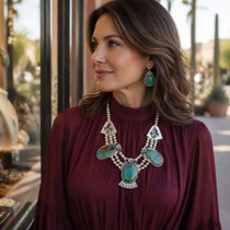 Southwest Native American Turquoise Necklace Womens Jewelry Ensemble 49135