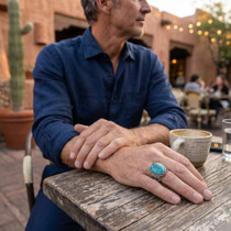 Southwest Turquoise Ring Mens Sterling Silver 49148