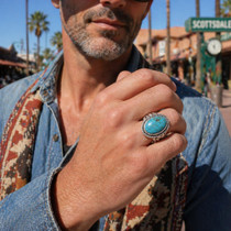 Authentic Navajo Turquoise Mens Ring 49149
