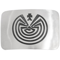 Silver Man In The Maze Overlay Belt Buckle by Calvin Peterson 0002