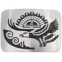 Sunface Eagle Native American Overlay Silver Belt Buckle 0087