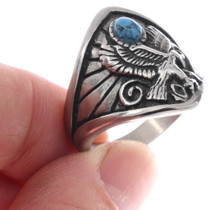 Silver Tone Eagle Ring Mens Size 13 Large 50061
