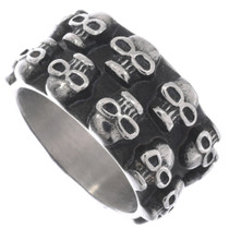 Stainless Steel Fat Tire Skull Ring Band 50068