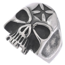 Stainless Steel Chopper Cross Biker Skull Ring 50070