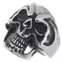 Stainless Steel Angry Skull Biker Ring 50072