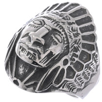 Stainless Steel Indian Chief Ring 50074
