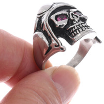 Size 14 Fighter Pilot Skull Biker Ring Mens 50082